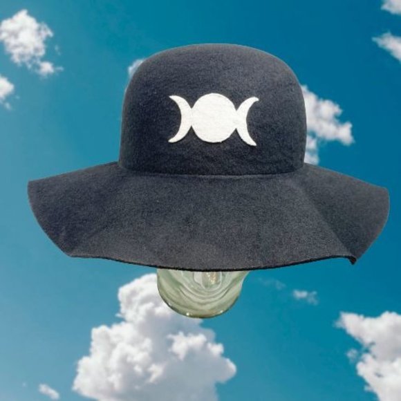 Phases of the Moon Black Felt Hat OS - Picture 2 of 11